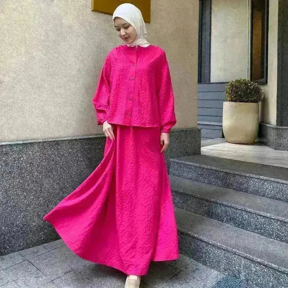 Foreign Trade Women's Clothing Arab New Fashion Long Sleeve Skirt Suit Two piece set. - EX-STOCK CANADA