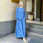 Foreign Trade Women's Clothing Arab New Fashion Long Sleeve Skirt Suit Two piece set. - EX-STOCK CANADA