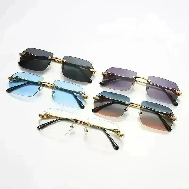 Frameless Trimming Leopard Head Sunglasses - EX-STOCK CANADA
