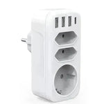 French German Standard European Wall Socket One-to-three Converter - EX-STOCK CANADA
