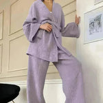 French Loose Gown Trousers Double Gauze Ladies Pajamas - EX-STOCK CANADA