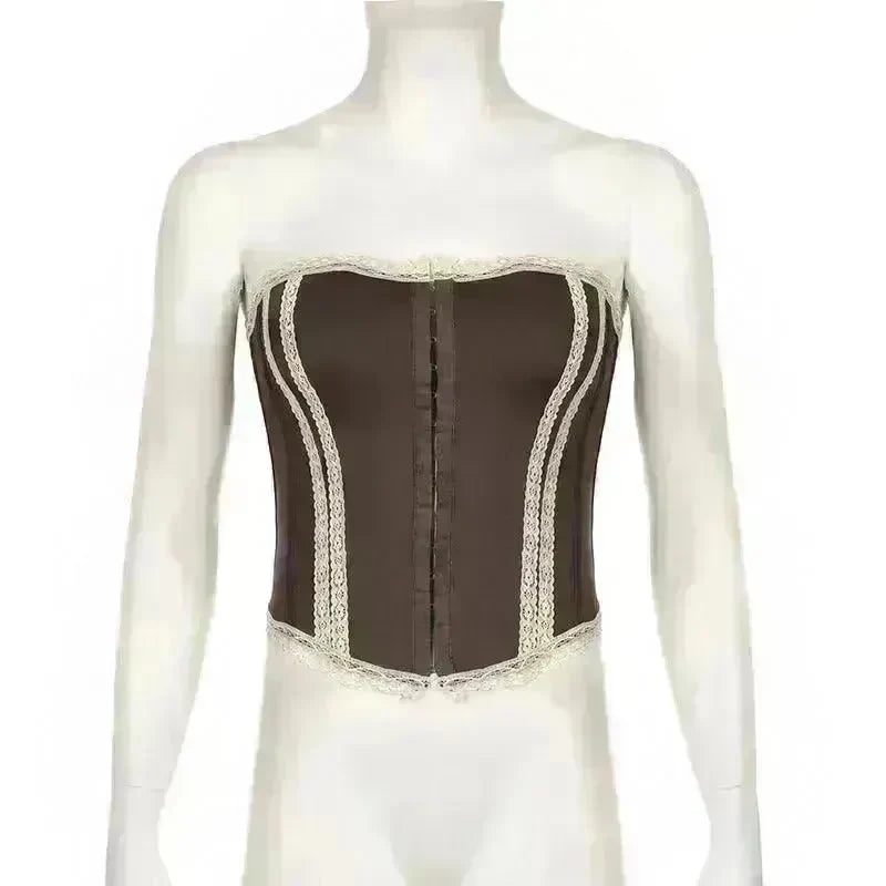 French Royal Style Lace Stitching Waist Girdle Tube Top Wild Vest Women - EX-STOCK CANADA