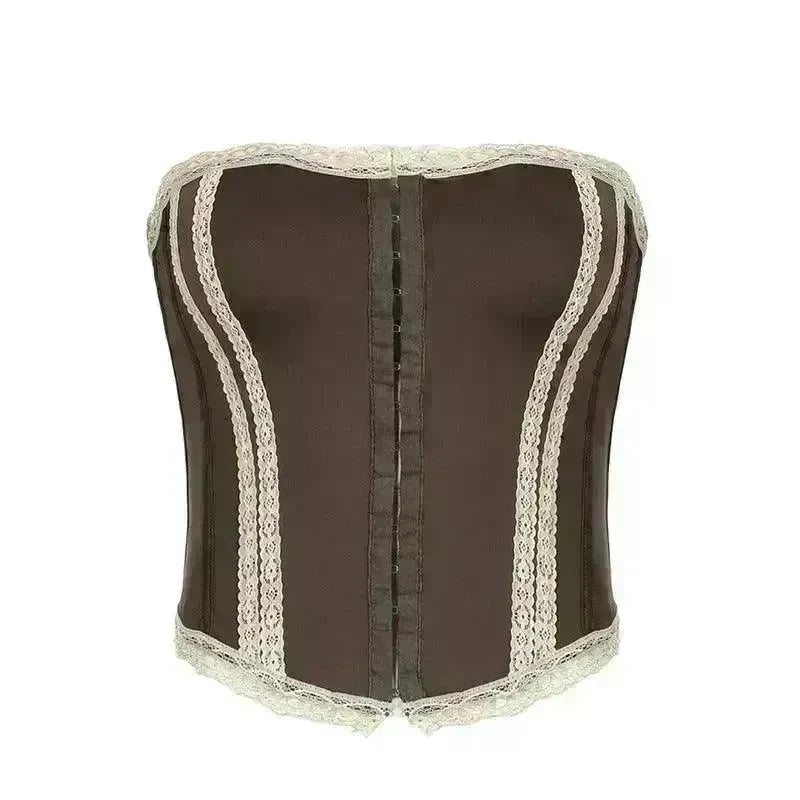 French Royal Style Lace Stitching Waist Girdle Tube Top Wild Vest Women - EX-STOCK CANADA