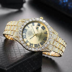Full Diamond Surface Roman Scale Steel Watch Unisex Wrist Watch - EX-STOCK Canada