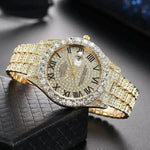 Full Diamond Surface Roman Scale Steel Watch Unisex Wrist Watch - EX-STOCK Canada