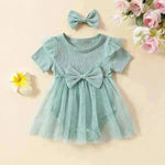 Girls' Multi-color Mesh Flounced Sleeve Short Sleeved Kazakhstan Dress - EX-STOCK CANADA