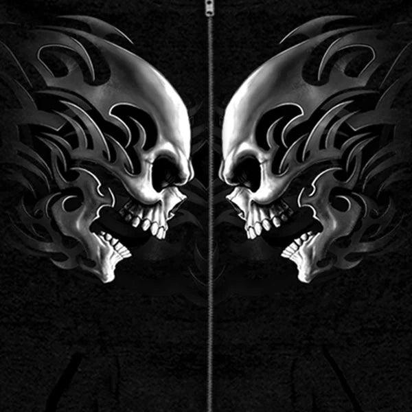 BOL Men's Head Butt Skulls Zipper Hoodie 