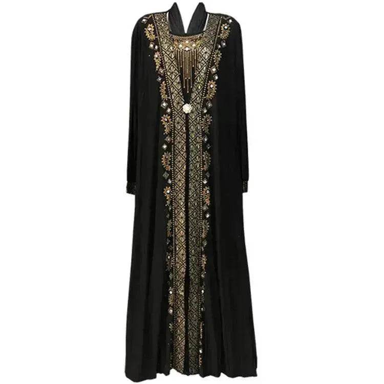 Gold Embroidered Abaya Dress for Turkey Middle East Arab Dubai Women - EX-STOCK Canada
