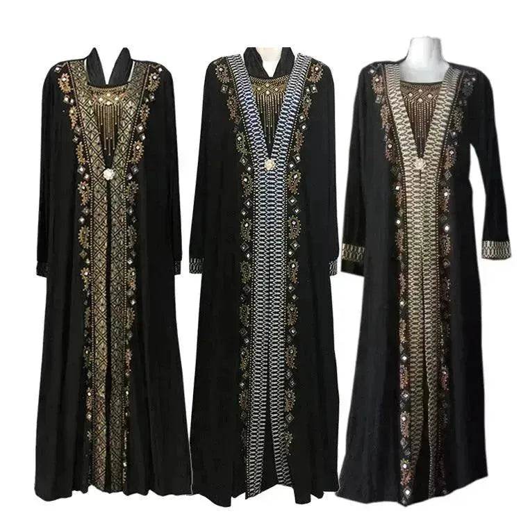 Gold Embroidered Abaya Dress for Turkey Middle East Arab Dubai Women - EX-STOCK Canada