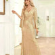 Gold Sequin Slim Fishtail Bridesmaid Banquet Party Wedding Evening Dress - EX-STOCK CANADA