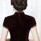 Golden Velvet Retro Modified Beaded Medium-length Cheongsam - EX-STOCK CANADA