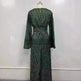 Green Gradient Spot Print Fashion Temperament Deep V Swing Dress - EX-STOCK CANADA