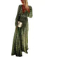 Green Gradient Spot Print Fashion Temperament Deep V Swing Dress - EX-STOCK CANADA