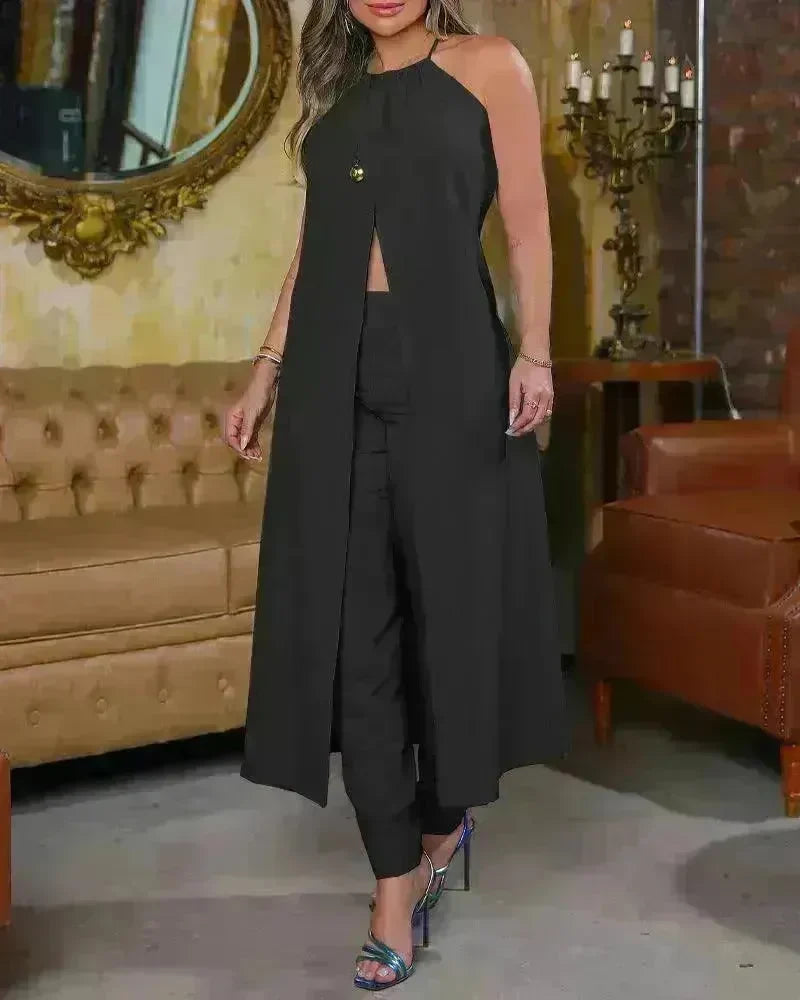 Halter Sleeveless Backless Loose Top High-waisted Trousers Suit Women - EX-STOCK CANADA
