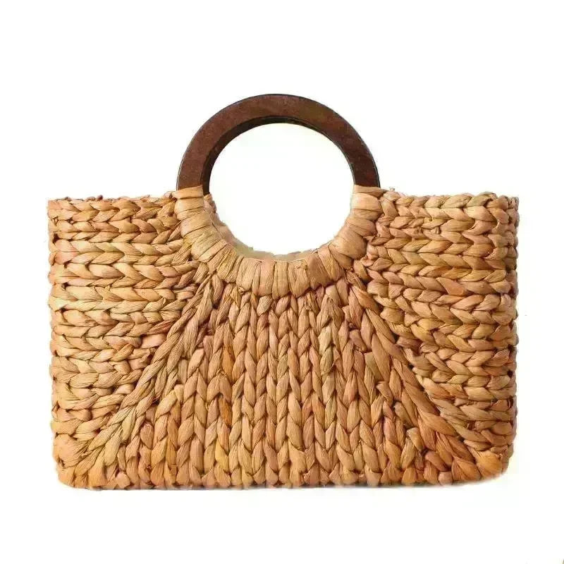 Hand-woven Summer Beach bag Mori solid color large capacity - EX-STOCK CANADA