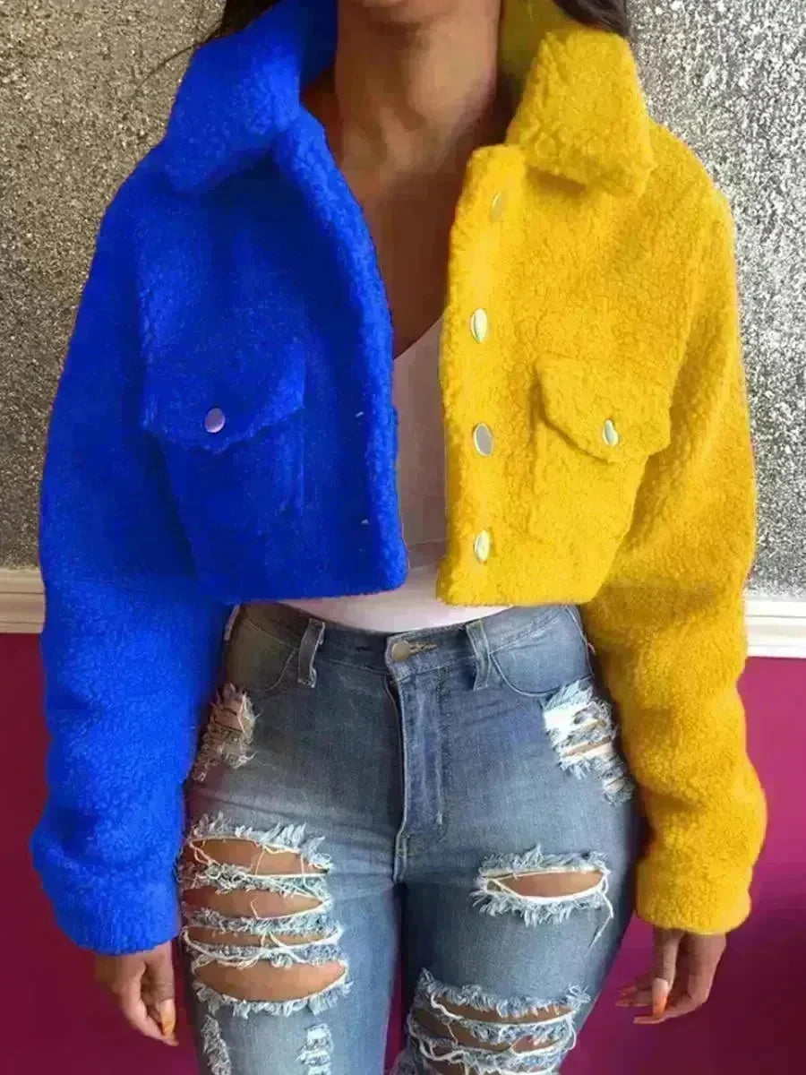 Harajuku Style Stitching Color Matching Women's Coat Slim Fit - EX-STOCK CANADA