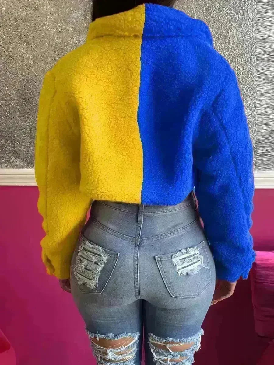 Harajuku Style Stitching Color Matching Women's Coat Slim Fit - EX-STOCK CANADA
