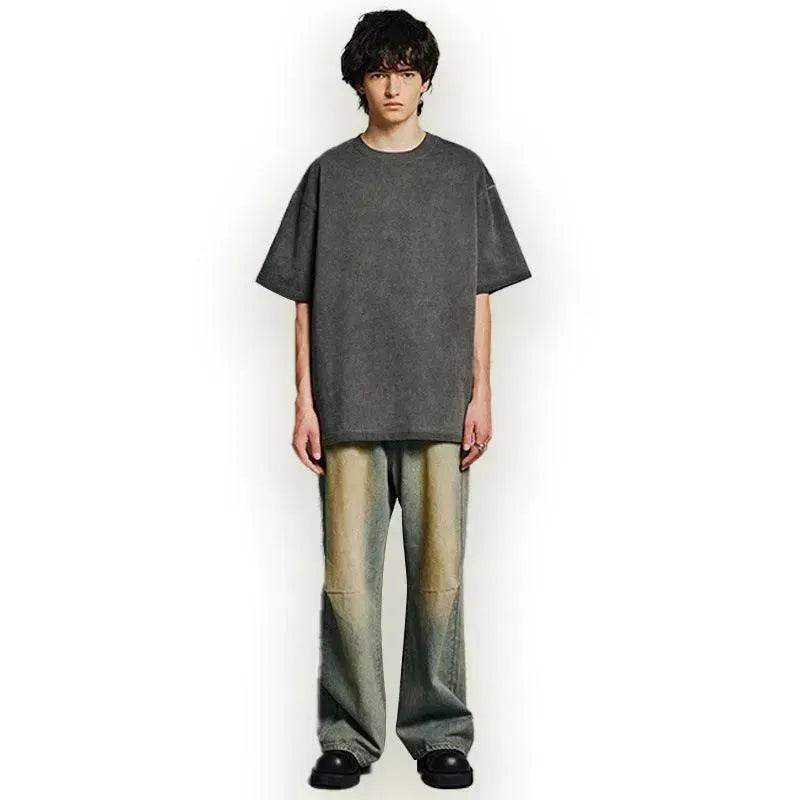 Heavy Dirty Washed Old Loose Double Yarn Cotton Short Sleeve - EX-STOCK Canada