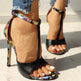 High heel buckle chunky heel floral sandals - EX-STOCK Canada
