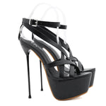 High Heels Buckle Women's Shoes Solid Color Platform Sandals - EX-STOCK Canada