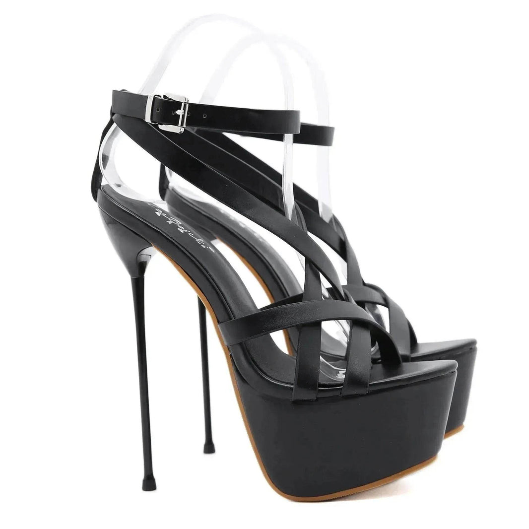 High Heels Buckle Women's Shoes Solid Color Platform Sandals - EX-STOCK Canada