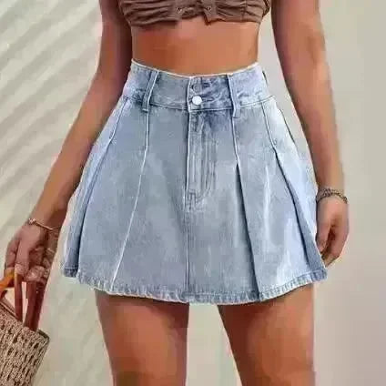 High Waist A- Line Pleated Skirt Casual All-match Retro - EX-STOCK CANADA