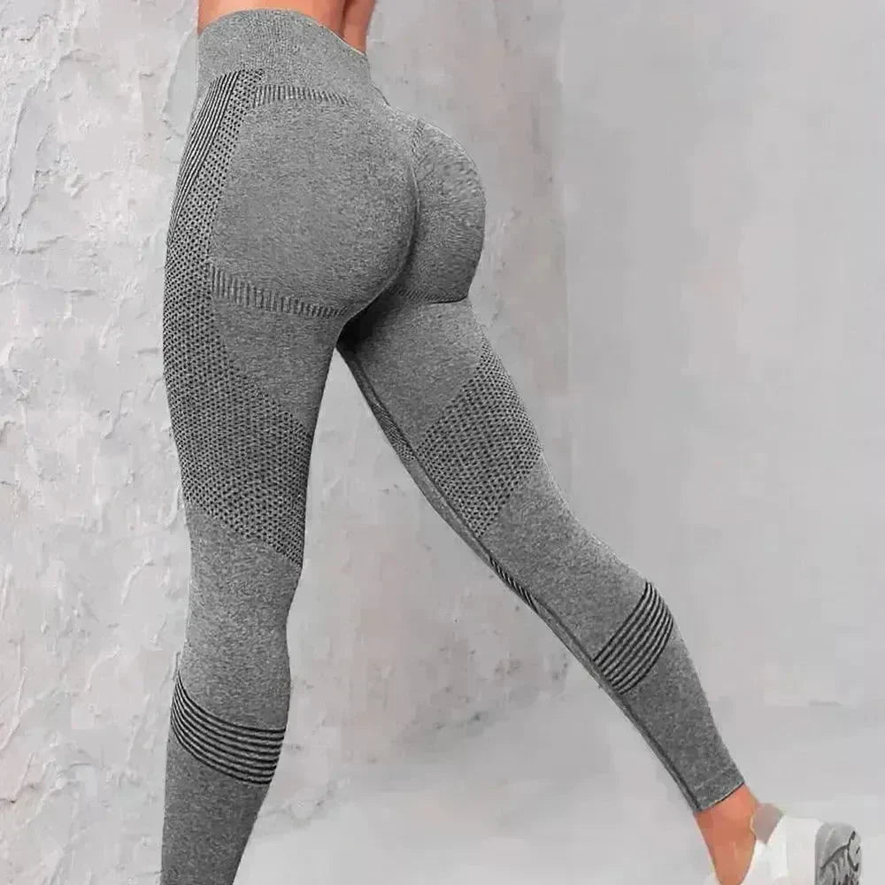 High Waist Seamless Yoga Pants Women's Solid Color Dot Striped Print Butt Lifting Leggings Fitness Running Sport Gym Legging Outfits - EX-STOCK CANADA