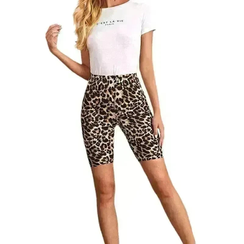 High Waist Tight Leopard Print Shorts Slim Elastic Leggings - EX-STOCK CANADA
