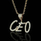 Hip Hop Straw Body Alphanumeric Patchwork DIY Pendant Micro Zirconia Necklace - EX-STOCK CANADA