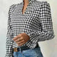 Houndstooth V-neck Long Sleeve Top Women - EX-STOCK CANADA