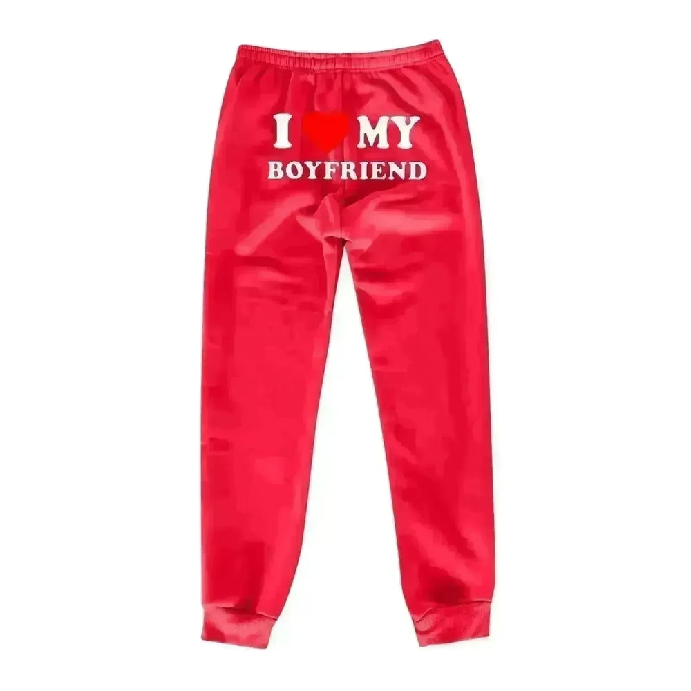 I Love MY BOYFRIEND Printed Trousers Casual Sweatpants Men And Women Sports Pants - EX-STOCK CANADA