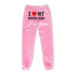 I Love MY BOYFRIEND Printed Trousers Casual Sweatpants Men And Women Sports Pants - EX-STOCK CANADA