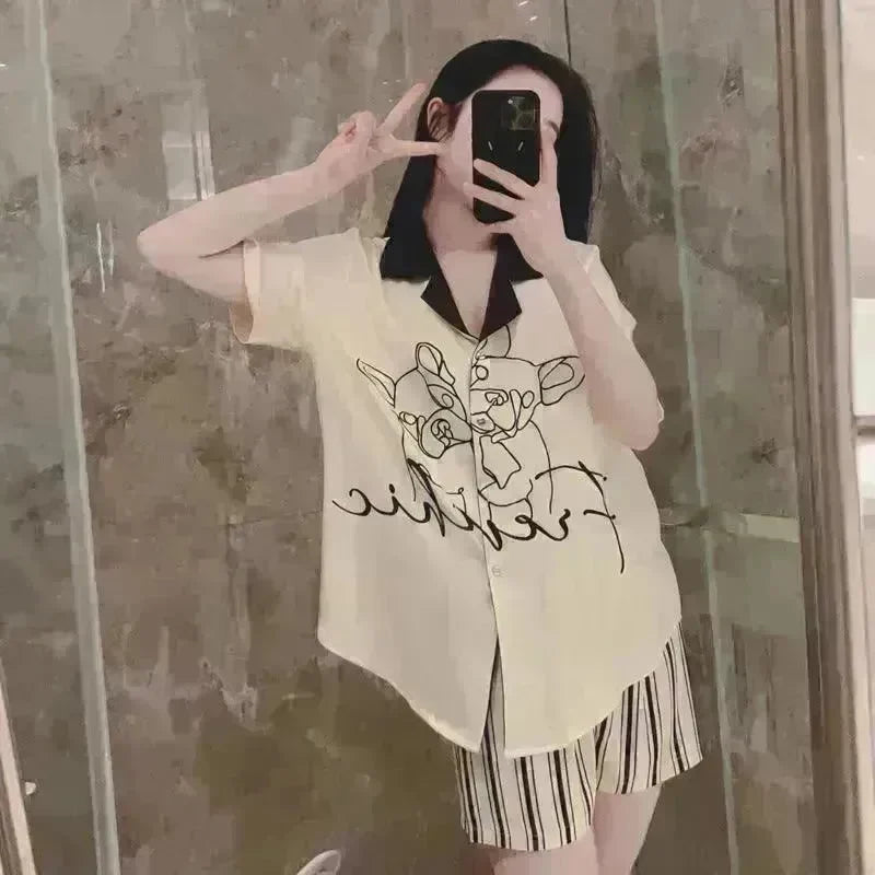 Ice Silk Cool Feeling Thin Fashion Cartoon Home Clothes Summer - EX-STOCK CANADA