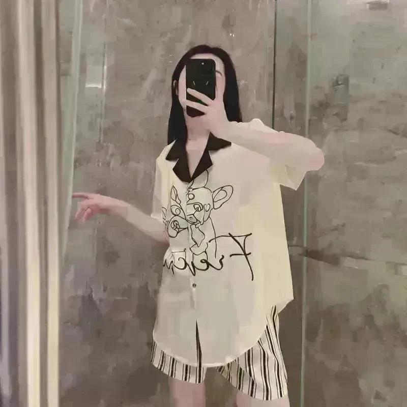 Ice Silk Cool Feeling Thin Fashion Cartoon Home Clothes Summer - EX-STOCK CANADA
