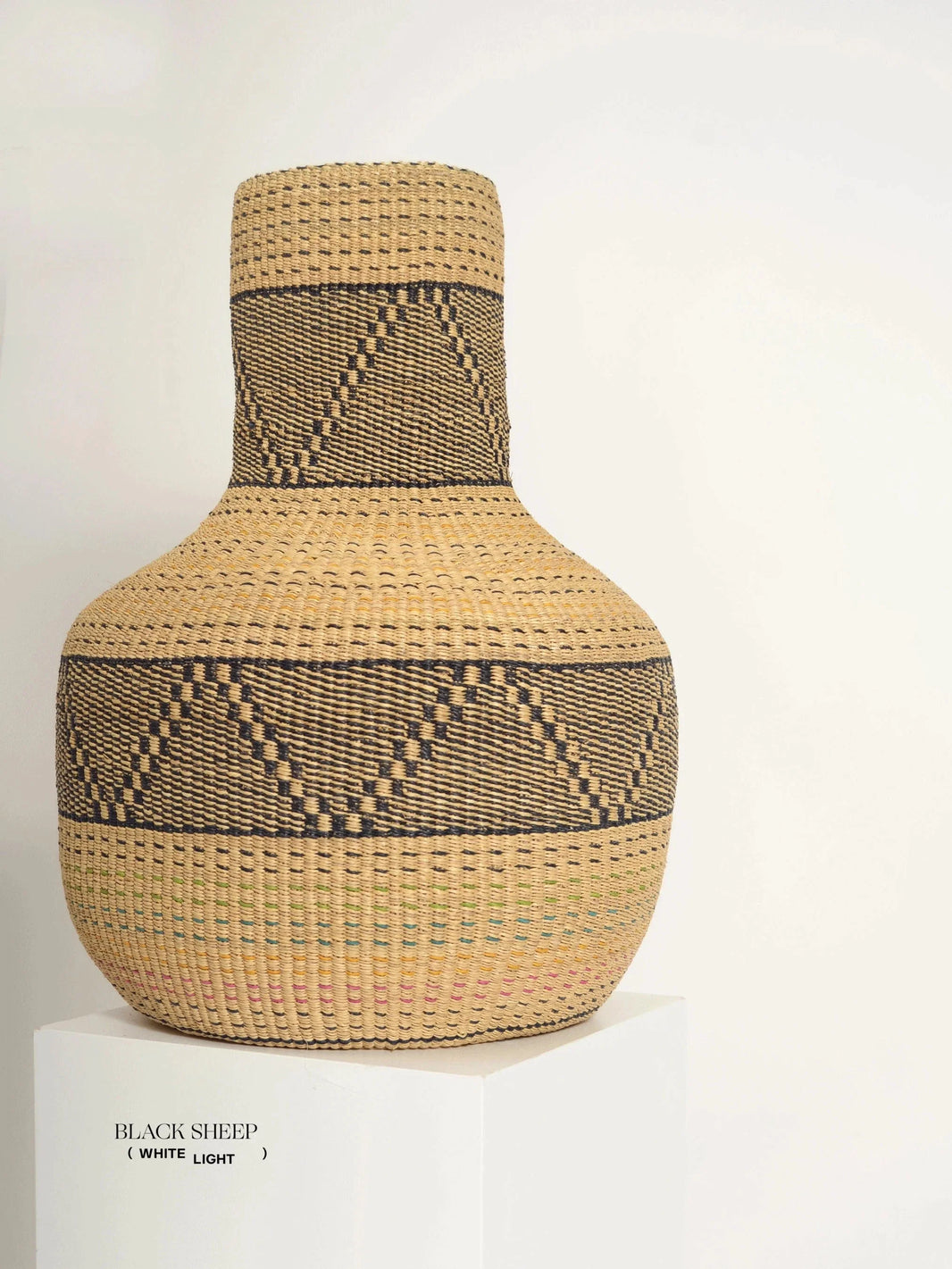 Large Ghana Bolga 'Linka' Basket  NATURAL + BLACK EX-STOCK Canada 