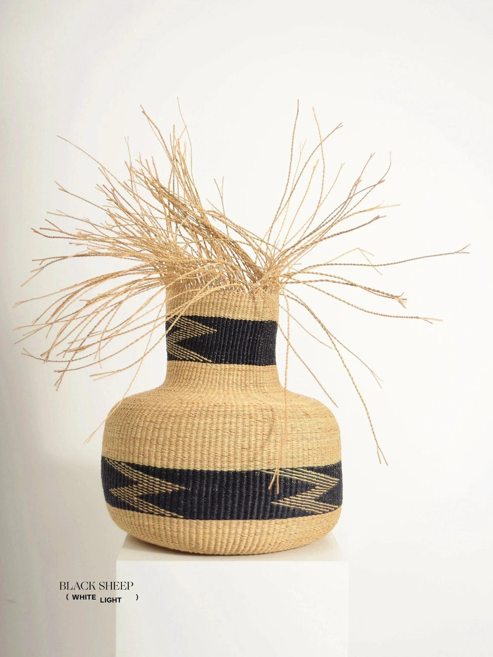 Large Ghana Bolga Basket 'Tisanie-Tia' NATURAL + BLACK EX-STOCK Canada 