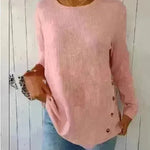 Irregular Sunken Stripe Lines Top Button T-shirt Women - EX-STOCK CANADA