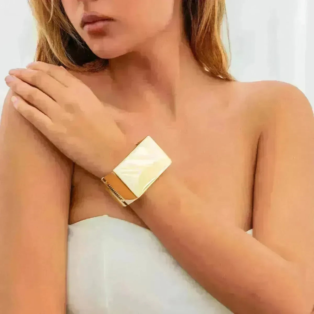 Irregular With Personality Glossy Alloy Wide Bracelet for Women - EX-STOCK CANADA
