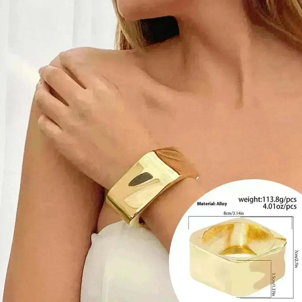 Irregular With Personality Glossy Alloy Wide Bracelet for Women - EX-STOCK CANADA