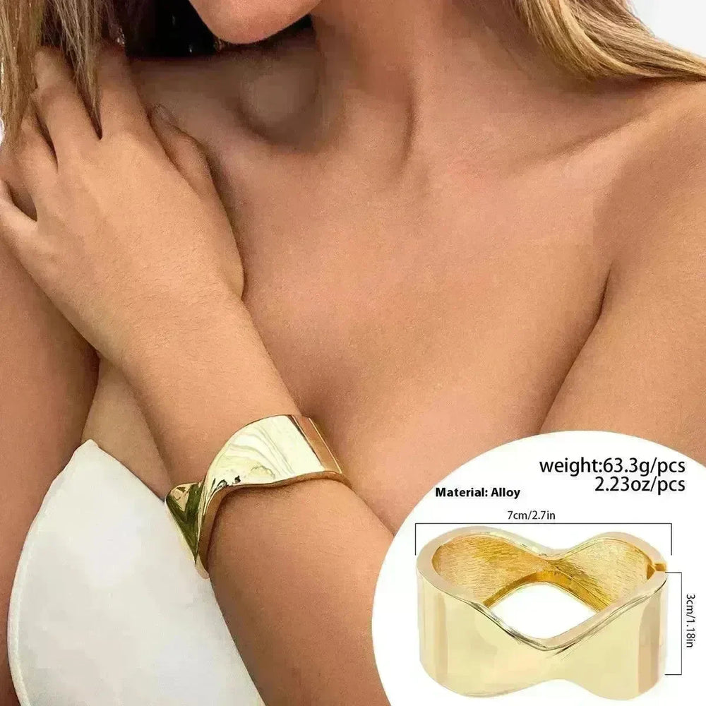 Irregular With Personality Glossy Alloy Wide Bracelet for Women - EX-STOCK CANADA