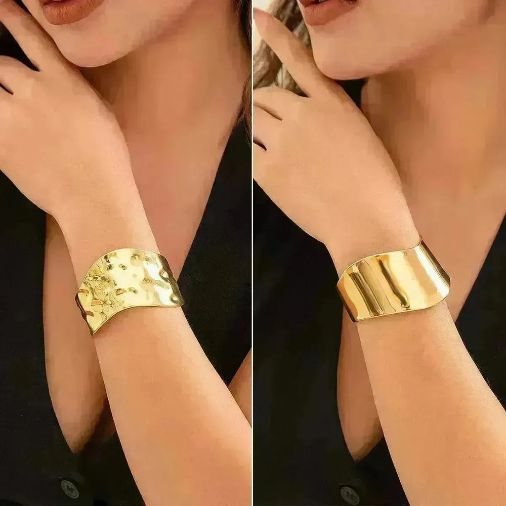 Irregular With Personality Glossy Alloy Wide Bracelet for Women - EX-STOCK CANADA