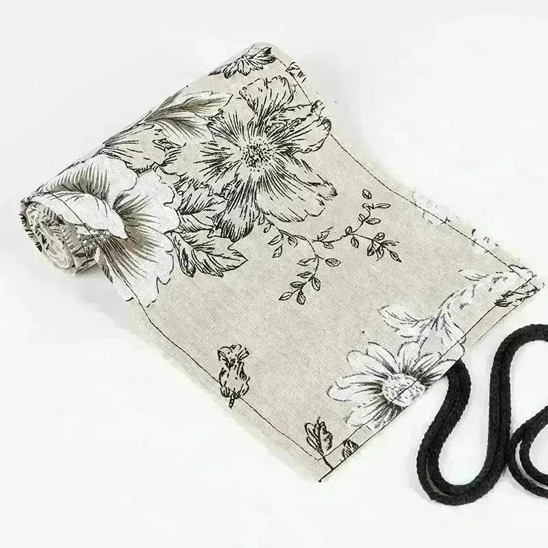 Japanese Printed Canvas High-capacity Rolling Pencil Case - EX-STOCK CANADA
