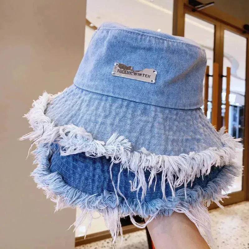 Jean Fisherman Hat Women's Spring And Summer Thin Washed Old Frayed Edge Bucket Hat Outdoor - EX-STOCK Canada