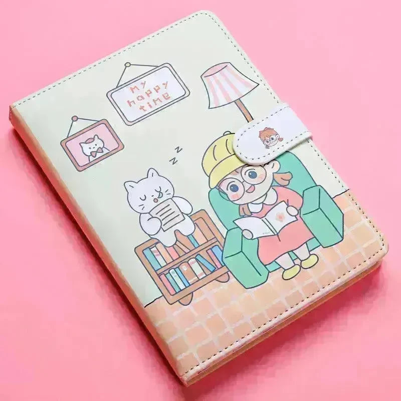Kaba Bear Hippo Small White Magnetic Buckle Notebook Portable Notebook Girl Heart Creative Cute Hand Book - EX-STOCK CANADA