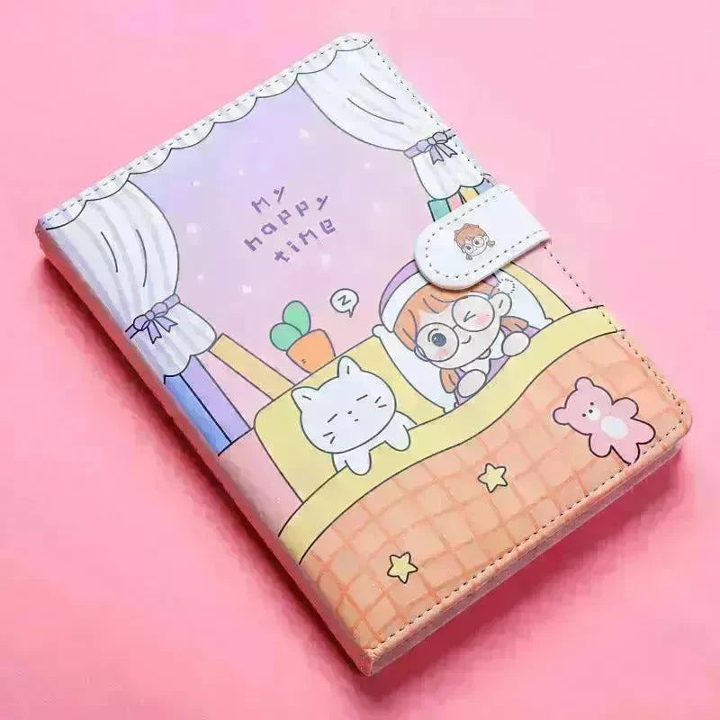 Kaba Bear Hippo Small White Magnetic Buckle Notebook Portable Notebook Girl Heart Creative Cute Hand Book - EX-STOCK CANADA