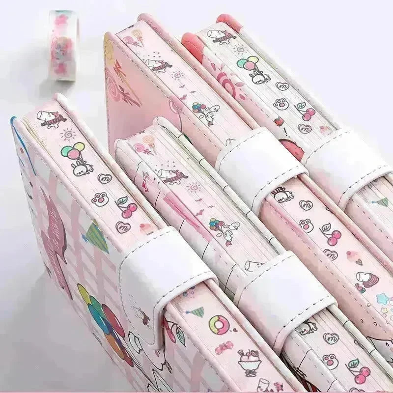 Kaba Bear Hippo Small White Magnetic Buckle Notebook Portable Notebook Girl Heart Creative Cute Hand Book - EX-STOCK CANADA