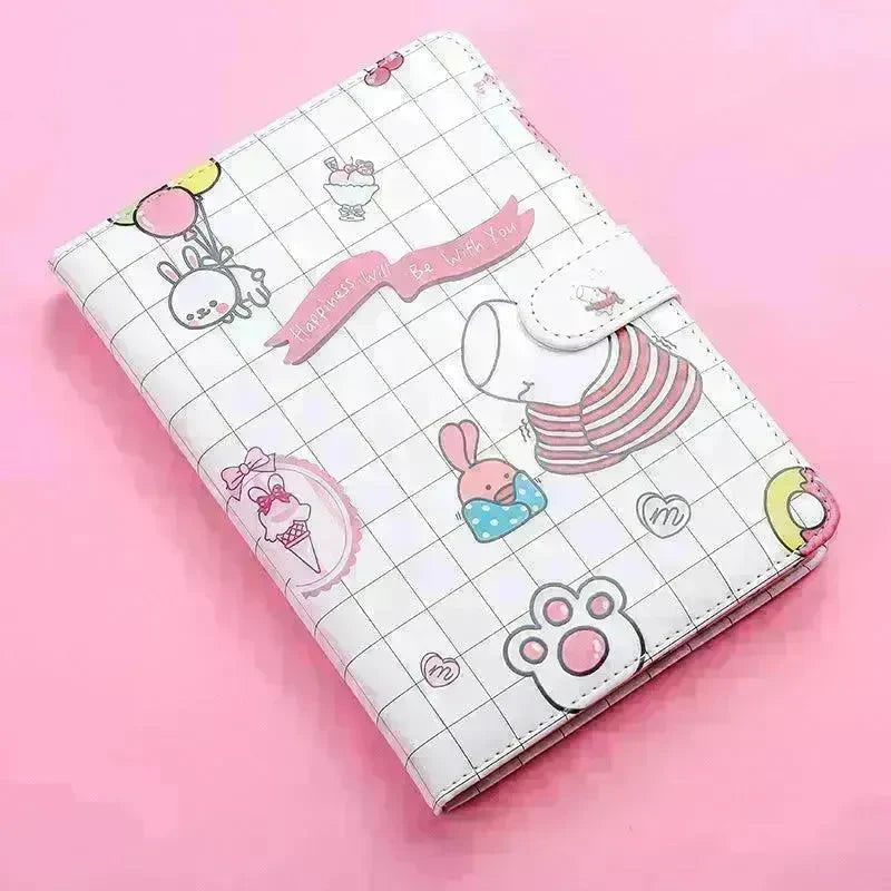 Kaba Bear Hippo Small White Magnetic Buckle Notebook Portable Notebook Girl Heart Creative Cute Hand Book - EX-STOCK CANADA