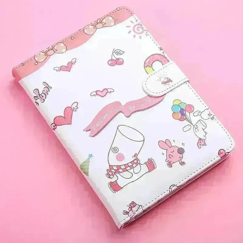 Kaba Bear Hippo Small White Magnetic Buckle Notebook Portable Notebook Girl Heart Creative Cute Hand Book - EX-STOCK CANADA