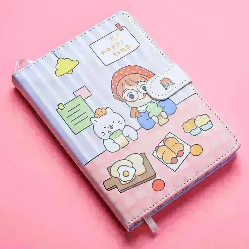 Kaba Bear Hippo Small White Magnetic Buckle Notebook Portable Notebook Girl Heart Creative Cute Hand Book - EX-STOCK CANADA