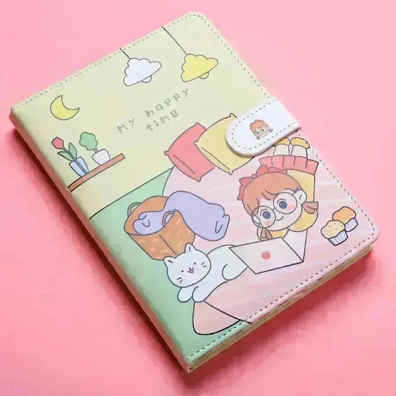 Kaba Bear Hippo Small White Magnetic Buckle Notebook Portable Notebook Girl Heart Creative Cute Hand Book - EX-STOCK CANADA
